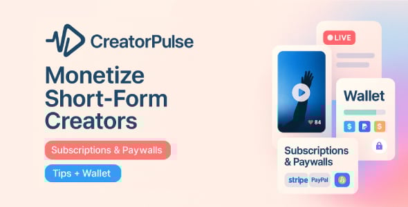 CreatorPulse – Monetize Short-Form Creators | Subscription, Paywall & Live Video PHP Platform