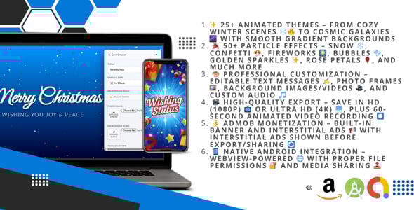 Wishing Status Card Creator - Android Greeting Cards with 25+ Themes, 50+ Particle Effects & AdMob