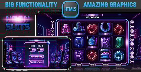 HTML Responsive Slot • Neon Suits Casino Game
