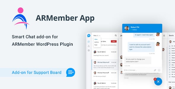 ARMember Chat & Tickets App for Support Board
