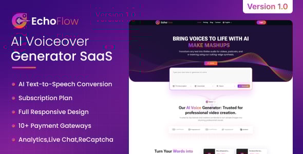 EchoFlow - AI Voiceover Generator SaaS