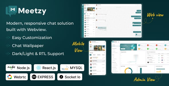Meetzy – Web WhatsApp Clone Chat | Real-Time Chat | Audio & Video Calling | Group Chat | Admin Panel