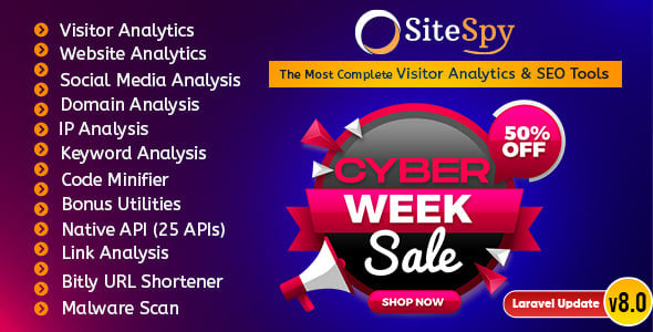 SiteSpy - The Most Complete Visitor Analytics & SEO Tools (SaaS)