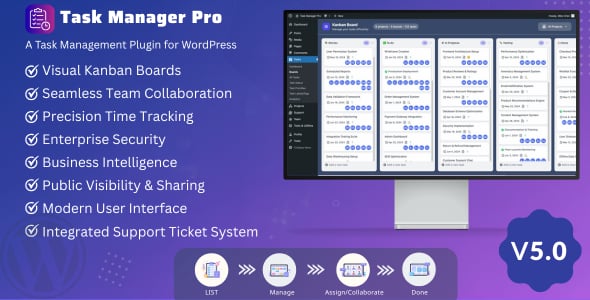 Task Manager Pro: WordPress Project & Task Management with Team Collaboration & Time Tracking