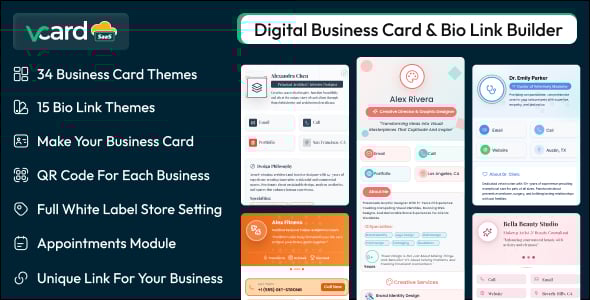 vCard SaaS - Digital Business Card Builder - Bio Links Builder