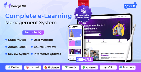Ready LMS - Complete Learning  Management System Websites, Mobile app with Admin panel