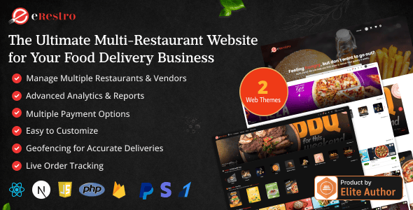 eRestro Multi Restaurant Web - Online Multi-Vendor & Restaurant Food Ordering Web App