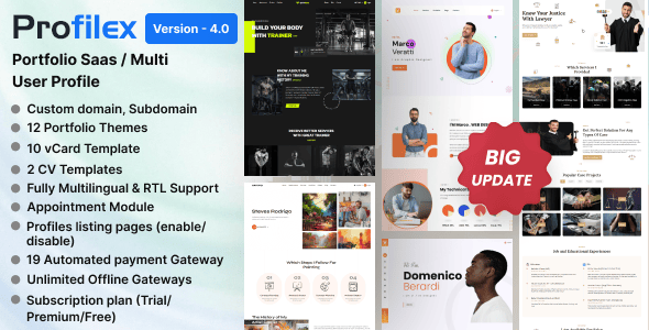 Profilex - Multitenant Portfolio Website Builder with Appointment Module (SAAS)