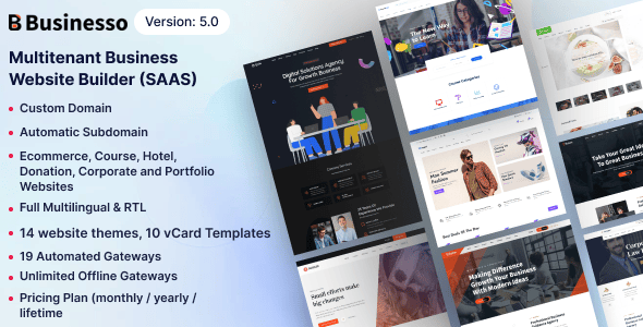 Businesso - Multipurpose Website Builder SAAS (Multitenancy)