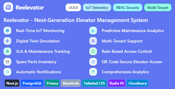 Reelevator - Next-Generation Multi-Tenant Lift & Elevator Management System | Next.js, PostgreSQL