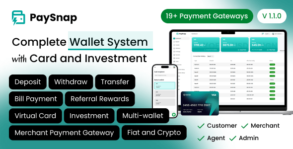 PaySnap - Digital Wallet System with Virtual Card and Investment