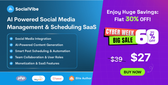 SocialVibe - AI-Powered Social Media Management & Scheduling SaaS