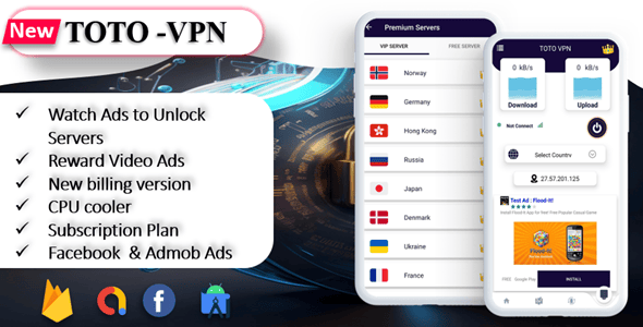 TOTO - VPN | VPN App | Facebook Ads | Admob Ads | Ads Manage Remotely | VPN  | VPN Subscription Plan