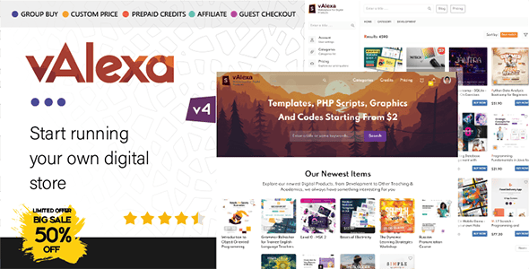 Valexa PHP Script For Selling Digital Products And Digital Downloads